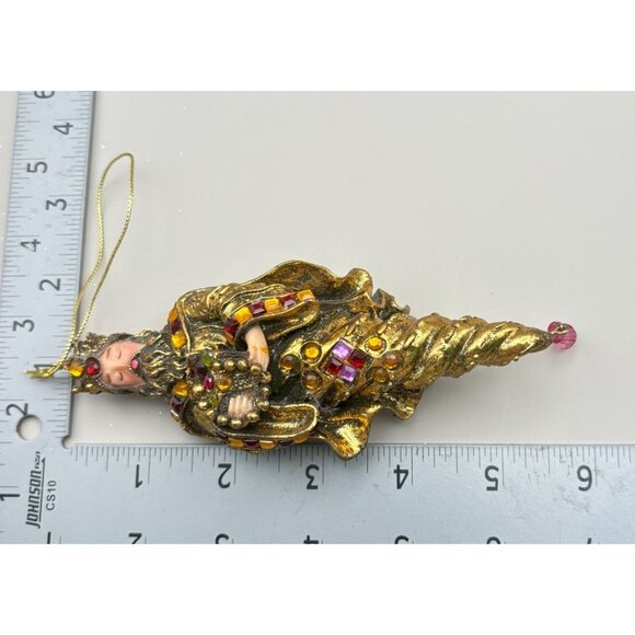 Vintage Nativity Wise Men Christmas Tree Ornament Gold Tone Jeweled King - Picture 3 of 8